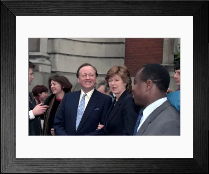 Framed Print : Andrew Parker Bowles & Rosemary Pitmans wedding at Chelsea Registrars Office