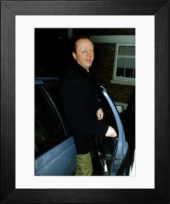 Framed Print : Brigadier Andrew Parker Bowles getting out of car DBase Framed Print : Brigadier Andrew Parker Bowles getting out of car DBase