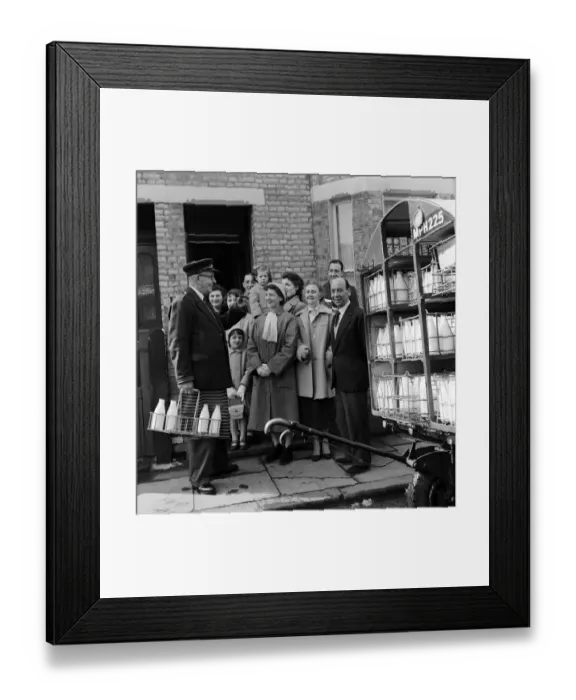 Framed Print : Milkman, Alfred Dobbs, says goodbye to all his customers who have been taking his milk