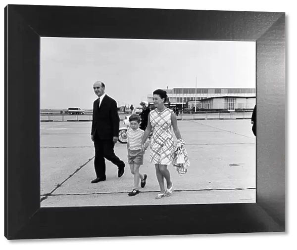 Princess Margaret and her son Viscount Linley leaving LAP to go to Sardinia with the Aga