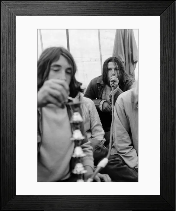 Framed Print : Isle of Wight Festival. A group of hippies in a tent. 21st August 1970 Framed Print : Isle of Wight Festival. A group of hippies in a tent. 21st August 1970