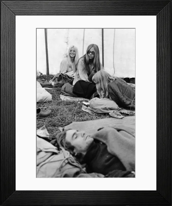 Framed Print : Isle of Wight Festival. A group of hippies in a tent. 21st August 1970 Framed Print : Isle of Wight Festival. A group of hippies in a tent. 21st August 1970
