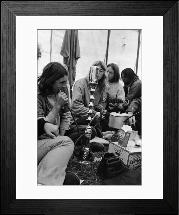 Framed Print : Isle of Wight Festival. A group of hippies in a tent. 21st August 1970 Framed Print : Isle of Wight Festival. A group of hippies in a tent. 21st August 1970