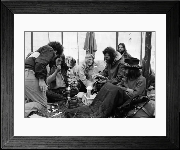 Framed Print : Isle of Wight Festival. A group of hippies in a tent. 21st August 1970 Framed Print : Isle of Wight Festival. A group of hippies in a tent. 21st August 1970