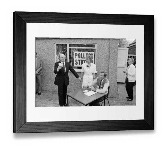 Framed Print : Labour leader Neil Kinnock and his wife Glenys go to cast their vote in the 1987 general
