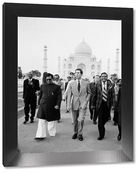 Prince Charles, the Prince of Wales, visiting the Taj Mahal during his visit to India