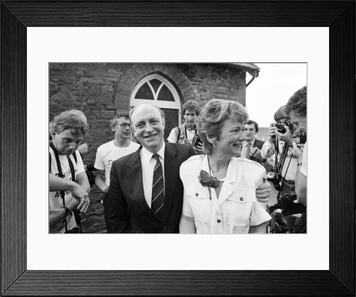 Framed Print : Labour leader Neil Kinnock and his wife Glenys go to cast their vote in the 1987 general Framed Print : Labour leader Neil Kinnock and his wife Glenys go to cast their vote in the 1987 general