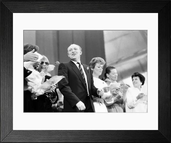 Framed Print : Labour Party rally held at the Business Design Centre during the 1987 election campaign