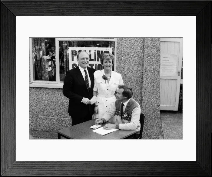 Framed Print : Labour leader Neil Kinnock and his wife Glenys go to cast their vote in the 1987 general