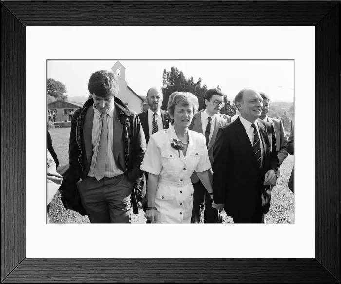 Framed Print : Labour leader Neil Kinnock and his wife Glenys go to cast their vote in the 1987 general Framed Print : Labour leader Neil Kinnock and his wife Glenys go to cast their vote in the 1987 general