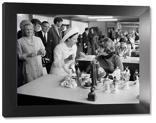 Princess Margaret visits Stoke on Trent. Pictured, Princess Margaret watching pottery