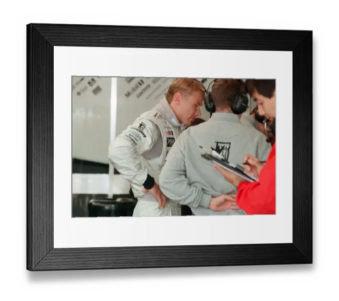 Framed Print : Mika Hkkinen of McLaren-Mercedes, 1998 British Grand Prix Framed Print : Mika Hkkinen of McLaren-Mercedes, 1998 British Grand Prix