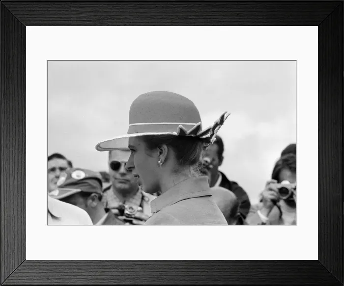 Framed Print : Royal tour of Canada. At Carmen, near Winnipeg. Princess Anne wears a hat which has an Framed Print : Royal tour of Canada. At Carmen, near Winnipeg. Princess Anne wears a hat which has an