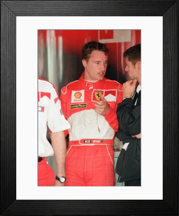 Framed Print : Eddie Irvine of Ferrari, 1998 British Grand Prix, held at the Silverstone Circuit Framed Print : Eddie Irvine of Ferrari, 1998 British Grand Prix, held at the Silverstone Circuit