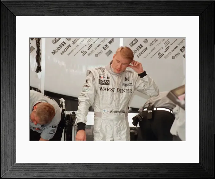 Framed Print : Mika Hkkinen of McLaren-Mercedes, 1998 British Grand Prix