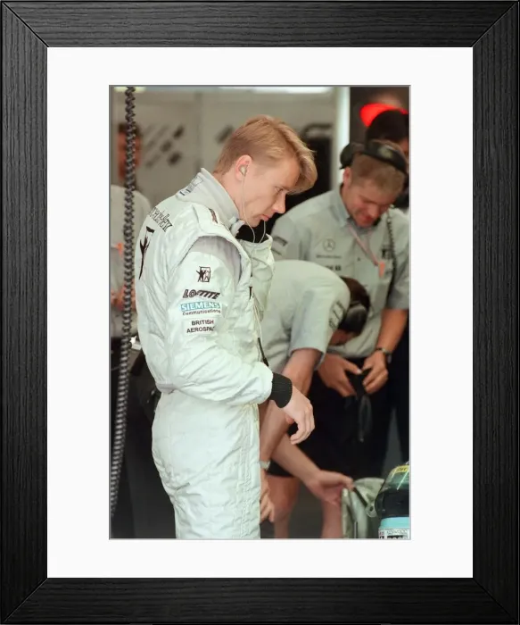 Framed Print : Mika Hkkinen of McLaren-Mercedes, 1998 British Grand Prix Framed Print : Mika Hkkinen of McLaren-Mercedes, 1998 British Grand Prix