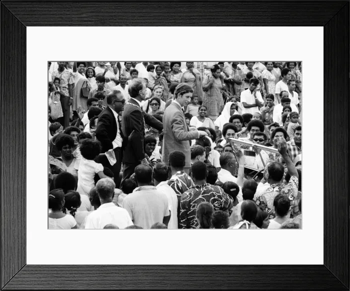 Framed Print : Prince Charles visits Viseisei Village, Viti Levu Island, in Ba Province of Fiji