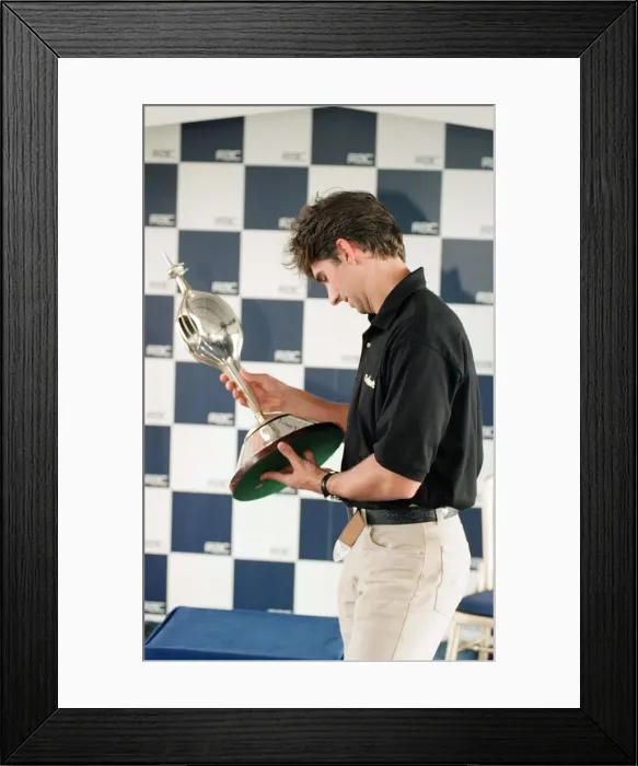 Framed Print : Damon Hill of Arrows-Yamaha, is presented with the Hawthorn Memorial Trophy Framed Print : Damon Hill of Arrows-Yamaha, is presented with the Hawthorn Memorial Trophy
