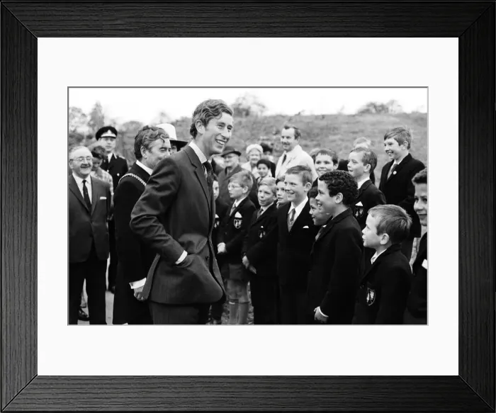 Framed Print : Charles, Prince of Wales visits North Wales. The Prince speaks to pupils from Colomendy Framed Print : Charles, Prince of Wales visits North Wales. The Prince speaks to pupils from Colomendy