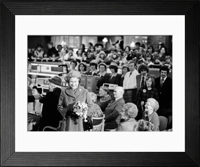 Framed Print : Queen Elizabeth II opens the Elmsleigh Shopping Centre, Staines. 22nd February 1980 Framed Print : Queen Elizabeth II opens the Elmsleigh Shopping Centre, Staines. 22nd February 1980