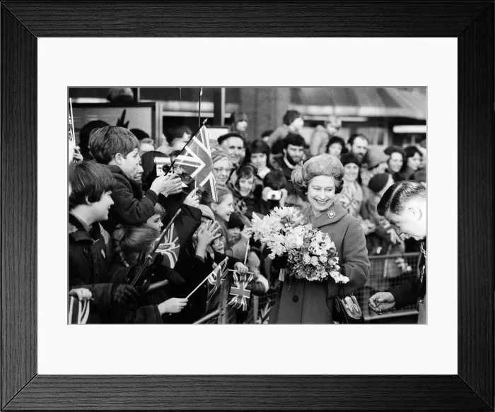 Framed Print : Queen Elizabeth II opens the Elmsleigh Shopping Centre, Staines. 22nd February 1980 Framed Print : Queen Elizabeth II opens the Elmsleigh Shopping Centre, Staines. 22nd February 1980