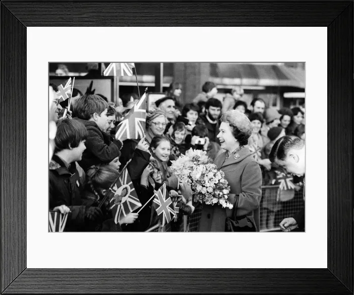 Framed Print : Queen Elizabeth II opens the Elmsleigh Shopping Centre, Staines. 22nd February 1980 Framed Print : Queen Elizabeth II opens the Elmsleigh Shopping Centre, Staines. 22nd February 1980