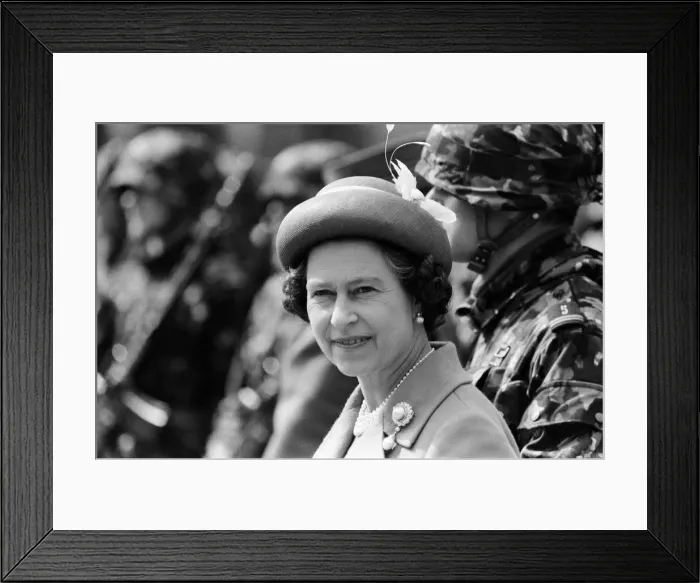 Framed Print : The royal tour of Switzerland. Pictured, Queen Elizabeth II inspecting troops Framed Print : The royal tour of Switzerland. Pictured, Queen Elizabeth II inspecting troops