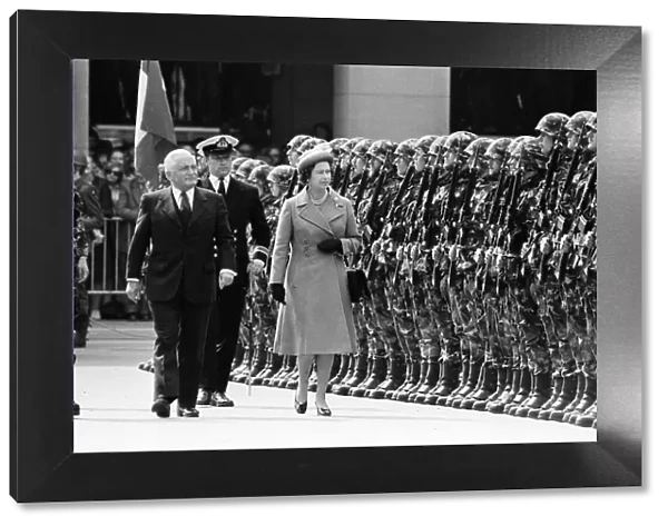 The royal tour of Switzerland. Pictured, Queen Elizabeth II inspecting troops