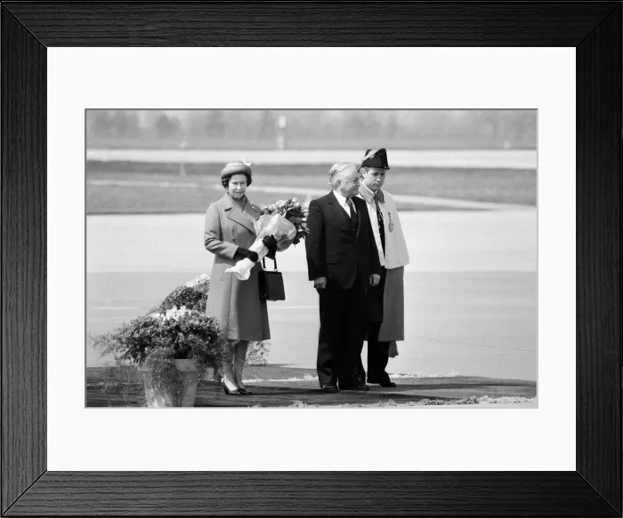 Framed Print : The royal tour of Switzerland. Pictured, Queen Elizabeth II. 1st May 1980 Framed Print : The royal tour of Switzerland. Pictured, Queen Elizabeth II. 1st May 1980