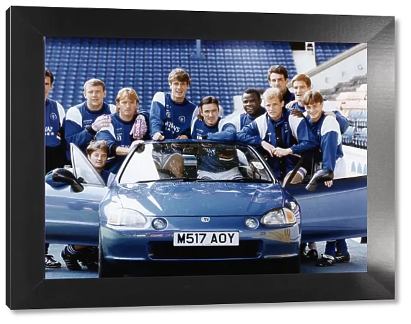 The Rangers first team try out a Honda for size at the launch of the £