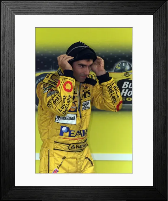 Framed Print : Damon Hill during first practice at Silverstone before Sundays British Grand Prix Framed Print : Damon Hill during first practice at Silverstone before Sundays British Grand Prix