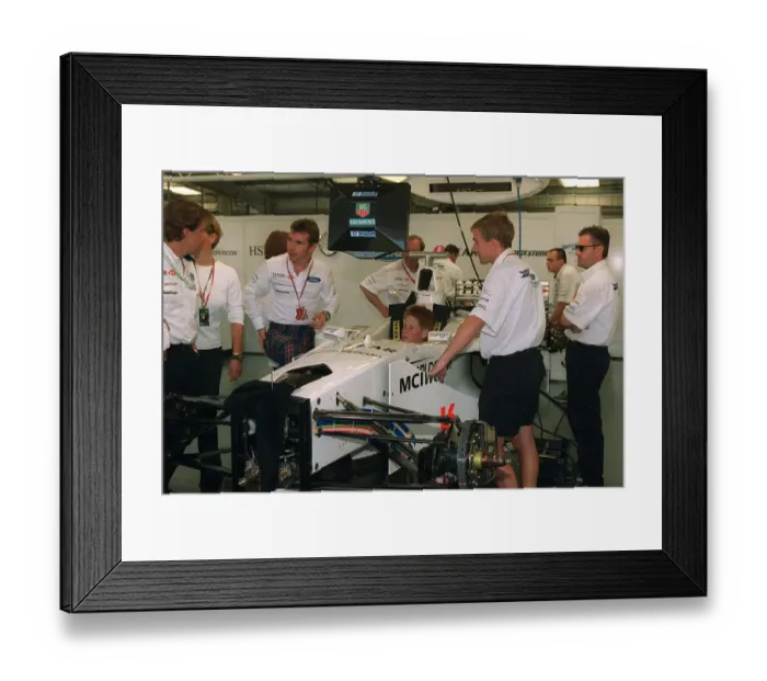 Framed Print : Prince Harry with Paul Stewart in the Stewart July 1999 Ford car at the British Grand Framed Print : Prince Harry with Paul Stewart in the Stewart July 1999 Ford car at the British Grand