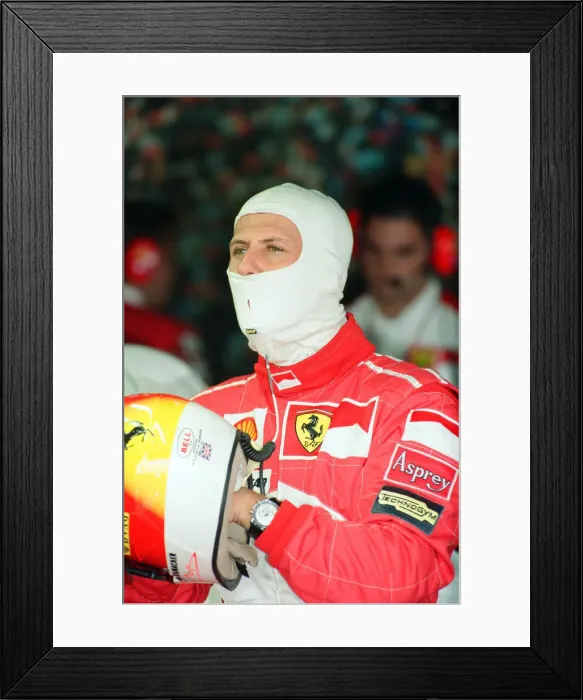 Framed Print : Michael Schumacher of Ferrari, 1998 British Grand Prix, held at the Silverstone Circuit