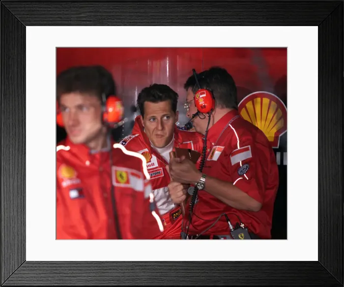 Framed Print : Michael Schumacher during first practice at Silverstone before the British Grand Prix Framed Print : Michael Schumacher during first practice at Silverstone before the British Grand Prix