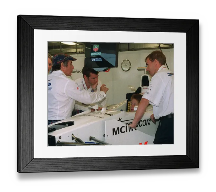 Framed Print : Prince Harry July 1999 Sitting in the Stewart Ford Formula One motor racing car With