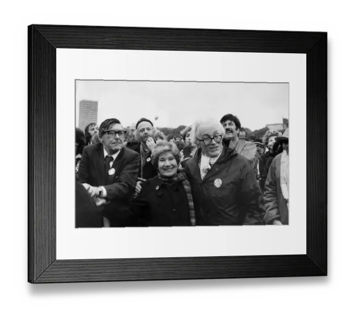 Framed Print : Michael Foot with wife Jill Craigie and Mick McGahey on anti-nuclear weapons march Framed Print : Michael Foot with wife Jill Craigie and Mick McGahey on anti-nuclear weapons march