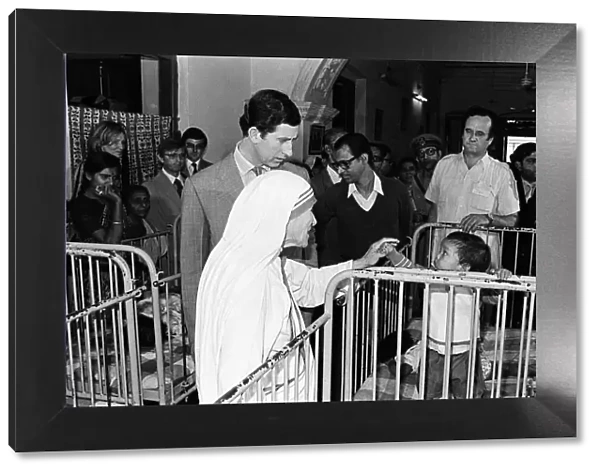 Prince Charles and Mother Teresa in Calcutta. 28th November 1980