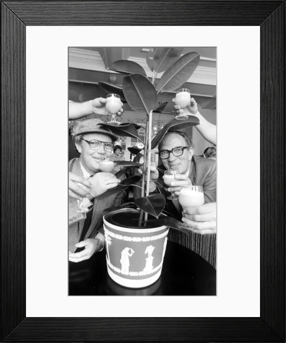 Framed Print : Beachgrove Gardens Jim McColl and George Barron seen here sampling a cocktail named Green Framed Print : Beachgrove Gardens Jim McColl and George Barron seen here sampling a cocktail named Green