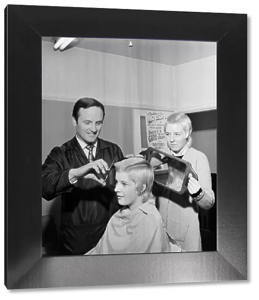 Skinhead girls get a haircut. 1972