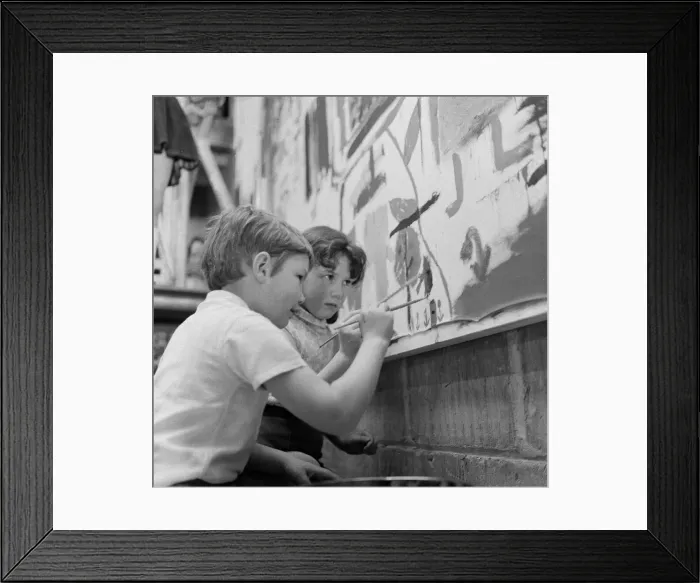 Framed Print : Group mural being painted on wall at Stockton YMCA, Bath Lane, Stockton, 1971 Framed Print : Group mural being painted on wall at Stockton YMCA, Bath Lane, Stockton, 1971
