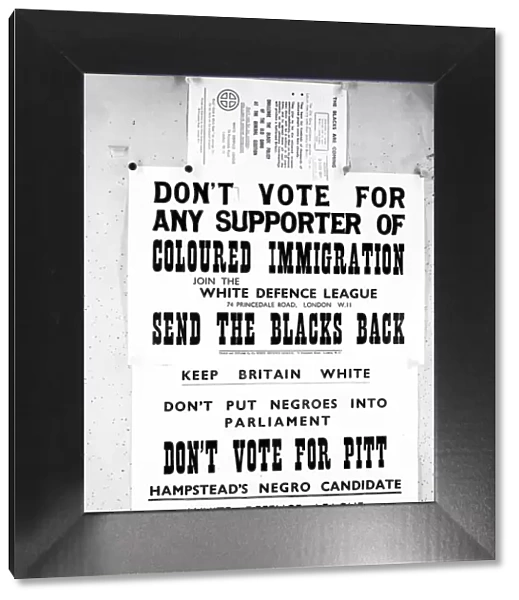 White Defence League Headquarters. Anti immigration poster. 21st September 1959