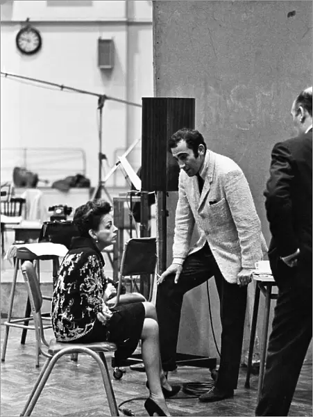 Judy Garland with Lionel Bart at the EMI studios in St Johns Wood recording Maggie May