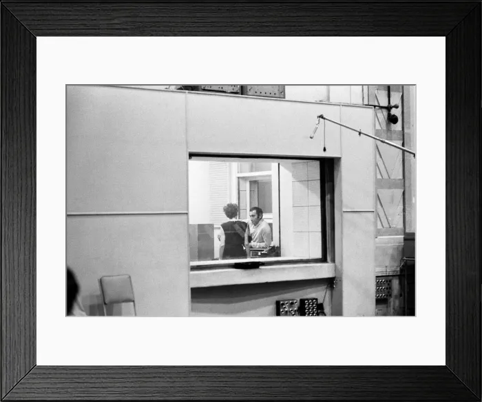 Framed Print : Judy Garland with Lionel Bart at the EMI studios in St Johns Wood recording Maggie May Framed Print : Judy Garland with Lionel Bart at the EMI studios in St Johns Wood recording Maggie May