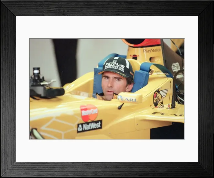 Framed Print : Damon Hill of Jordan-Mugen-Honda, 1998 British Grand Prix