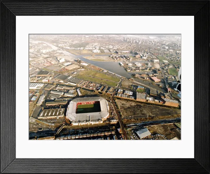 Framed Print : Aerial view of Old Trafford Stadium, home of Manchester United