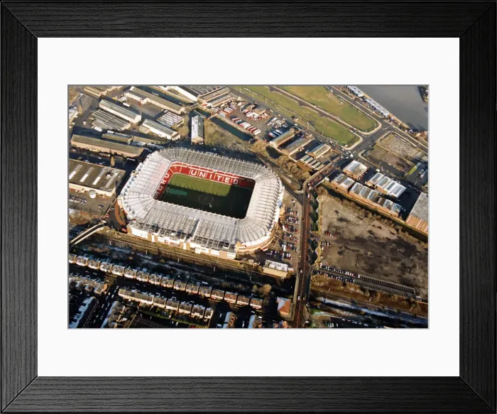 Framed Print : Aerial view of Old Trafford Stadium, home of Manchester United. 2nd March 1995