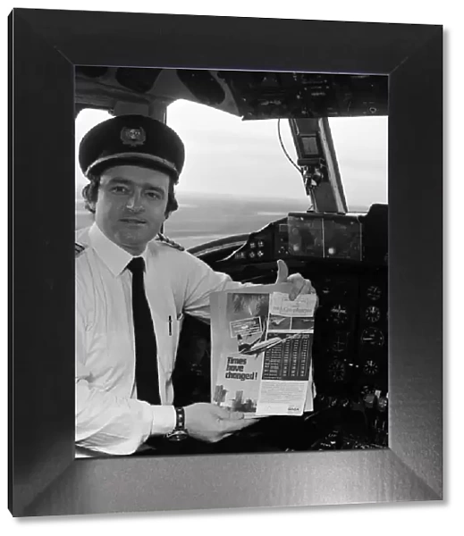 Captain Sharps BMA breaks London-Tessside flying time in 38 minutes. January 1975