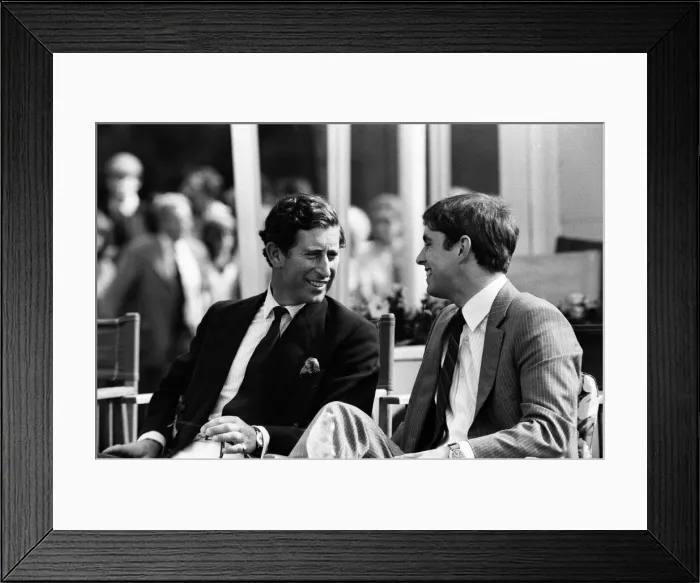 Framed Print : Prince Charles, Prince of Wales and Prince Andrew watching polo at Windsor, Berkshire