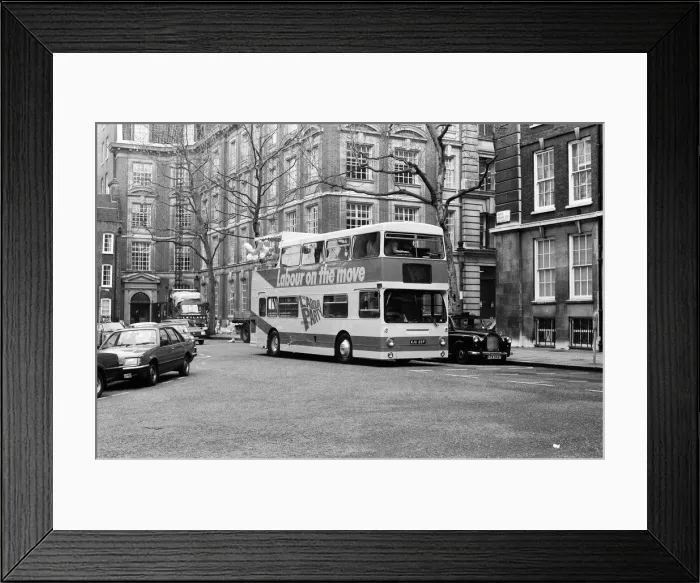 Framed Print : The Labour partys new campaign bus leaves the party HQ in Smith Square with leader Framed Print : The Labour partys new campaign bus leaves the party HQ in Smith Square with leader