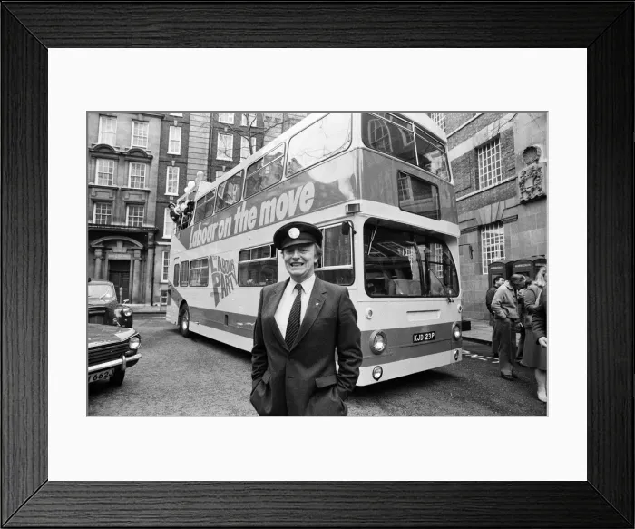 Framed Print : The Labour partys new campaign bus leaves the party HQ in Smith Square with leader Framed Print : The Labour partys new campaign bus leaves the party HQ in Smith Square with leader
